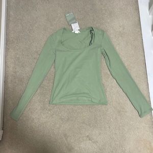 Lime Low Neck H&M Tight Long Sleeve Shirt